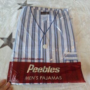 New Old Stock Peebles Men's Pajamas Size L Short Sleeve Knee Length PJs 1990s